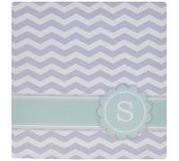 3dRose mp_154238_1 8" x 8" Letter S Monogrammed on Grey and White Chevron with Mint Gray Zigzags Personal Initial Zig Zags Mouse Pad