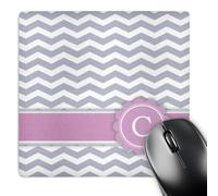 3dRose mp_154248_1 8" x 8" Letter C Monogrammed on Grey and White Chevron with Pink Gray Zigzags Personal Initial Zig Zags Mouse Pad