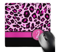 3dRose mp_154411_1 8" x 8" Personalized Initial J Monogrammed Hot Pink and Black Leopard Pattern Animal Print Personal Letter Mouse Pad