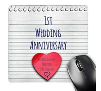 3dRose mp_154428_1 8" x 8" 1St Wedding Anniversary Gift Paper Celebrating 1 Year Together First Anniversaries One Yr Mouse Pad