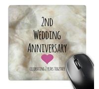 3dRose mp_154429_1 8" x 8" 2Nd Wedding Anniversary Gift Cotton Celebrating 2 Years Together Second Anniversaries Two Yrs Mouse Pad