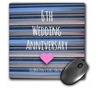 3dRose mp_154434_1 8" x 8" 6Th Wedding Iron Celebrating 6 Years Together Sixth Anniversaries Six Yrs Mouse Pad