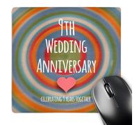 3dRose mp_154440_1 8" x 8" 9Th Wedding Anniversary Gift Pottery Celebrating 9 Years Together Ninth Anniversaries Nine Yrs Mouse Pad