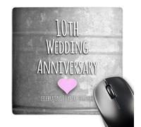 3dRose mp_154441_1 8" x 8" 10Th Wedding Anniversary Gift Tin Celebrating 10 Years Together Tenth Anniversaries Ten Yrs Mouse Pad