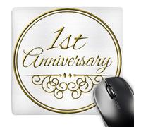 3dRose mp_154443_1 8" x 8" 1St Anniversary Gift Gold Text for Celebrating Wedding Anniversaries 1 First One Year Together Mouse Pad