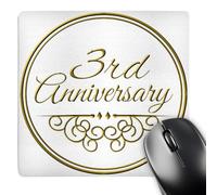 3dRose mp_154445_1 8" x 8" 3Rd Anniversary Gift Gold Text for Celebrating Wedding Anniversaries 2 Third Three Years Together Mouse Pad