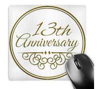 3dRose mp_154455_1 8" x 8" 13Th Anniversary Gift Gold Text for Celebrating Wedding Anniversaries 13 Thirteen Years Together Mouse Pad