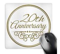 3dRose mp_154462_1 8" x 8" 20Th Anniversary Gift Gold Text for Celebrating Wedding Anniversaries 20 Years Married Together Mouse Pad