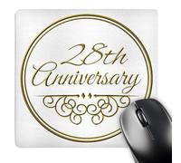 3dRose mp_154470_1 8" x 8" 28Th Anniversary Gift Gold Text for Celebrating Wedding Anniversaries 28 Years Married Together Mouse Pad