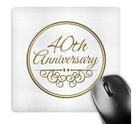 3dRose mp_154482_1 8" x 8" 40Th Anniversary Gift Gold Text for Celebrating Wedding Anniversaries 40 Years Married Together Mouse Pad