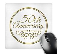 3dRose mp_154492_1 8" x 8" 50Th Anniversary Gift Gold Text for Celebrating Wedding Anniversaries 50 Years Married Together Mouse Pad