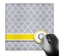 3dRose mp_154569_1 8" x 8" Your Personal Name Initial Letter C Monogrammed Grey Quatrefoil Pattern Personalized Yellow Gray Mouse Pad