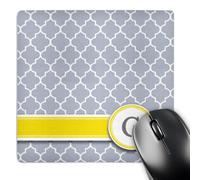 3dRose mp_154573_1 8" x 8" Your Personal Name Initial Letter G Monogrammed Grey Quatrefoil Pattern Personalized Yellow Gray Mouse Pad