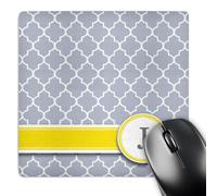 3dRose mp_154576_1 8" x 8" Your Personal Name Initial Letter J Monogrammed Grey Quatrefoil Pattern Personalized Yellow Gray Mouse Pad