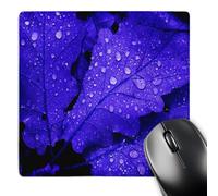3dRose mp_15466_1 8 x 8-Inch Three Blue Leaves Water Drops Mouse Pad