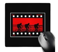 3dRose mp_154748_1 8" x 8" Film Strip of Bicycle Riders Against a Red Background Mouse Pad