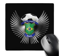 3dRose mp_155034_1 8" x 8" Soccer Concept with Crest Ball and Shield with The Brazilian Flag on It Brazil Champions Champion Mouse Pad