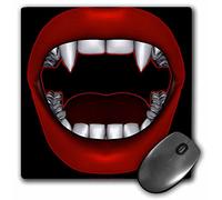3dRose mp_155606_1 8" x 8" Vampire Mouth Goth Fangs Design on Dark Background Mouse Pad