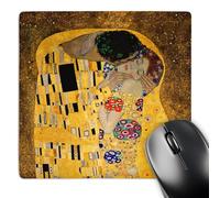 3dRose mp_155634_1 8" x 8" The Kiss C 1907 Xgustav Klimt Romantic Lovers Embrace Romance Gold Famous Classical Fine Art Mouse Pad