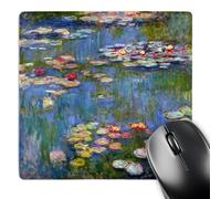3dRose mp_155655_1 8" x 8" Water Lilies Xclaude Monet Impressionism Impressionist Waterlilies on Pond Famous Fine Art Mouse Pad