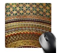 3dRose mp_155664_1 8" x 8" Gold-Look Stripe Pattern with Magen David Stars Matte Middle Eastern Arabian Moroccan Abstract Mouse Pad
