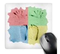 3dRose mp_156252_1 8" x 8" Hand Feet Prints in Sand Four Color Mouse Pad