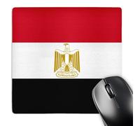 3dRose mp_158308_1 8" x 8" Flag of Egypt Egyptian Red White Black with Gold National Emblem the Eagle of Saladin Arab World Mouse Pad