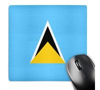 3dRose mp_158420_1 8" x 8" Flag of Saint Lucia Caribbean Island St Lucian Light Cerulean Blue with Black and Yellow Triangles Mouse Pad