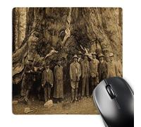 3dRose mp_16240_1 8 x 8-Inch Teddy Roosevelt and John Muir Beneath a Redwood Tree Sepia Mouse Pad