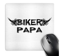 3dRose mp_162538_1 8" x 8" Biker Papa. Grunge Word Art with Black and White Flames Motorbike Fathers Day Dad Motorcycle Culture Mouse Pad