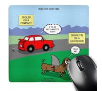 3dRose mp_164019_1 8" x 8" Useless Add-Ons Compact Car with Spoiler Wiener Dog with Sharks Fin Mouse Pad