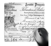 3dRose mp_164665_1 8" x 8" Black and White French Script Typography Vintage Mouse Pad