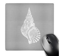 3dRose mp_164984_1 8" x 8" Grey Conical Seashell Print White Beach Sea Shell Spiral Illustration Mouse Pad