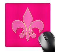 3dRose mp_165741_1 8" x 8" Hot Pink Fleur-De-Lis Outlined in Yellow Matching Rose Background Mouse Pad