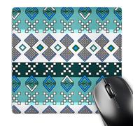 3dRose mp_165801_1 8" x 8" Aztec Andes Tribal Geometric Pattern Blue and White Mouse Pad