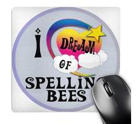 3dRose mp_166147_1 8" x 8" Cute Girly Heart Star Clouds I Dream of Spelling Bees Mouse Pad
