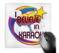 3dRose mp_166623_1 8" x 8" I Believe in Karaoke Cute Believer Design Mouse Pad