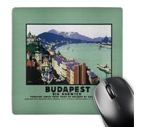 3dRose mp_171021_1 8" x 8" Budapest Via Harwish River Scene with Boats and The Bridge Mouse Pad