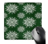 3dRose mp_171063_1 8" x 8" Vintage Snowflake Pattern in Green and White Mouse Pad