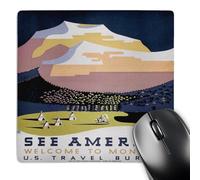 3dRose mp_171426_1 8" x 8" See America Welcome to Montana Us Travel Bureau with Mountain Mouse Pad