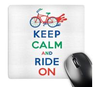 3dRose mp_171902_1 8" x 8" Keep Calm and Ride On Red Blue and Green Mouse Pad