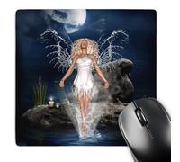 3dRose mp_172224_1 8" x 8" Water Guardian Angel Sea Candles Rock Blue Fantasy Mouse Pad