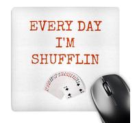 3dRose mp_172350_1 8" x 8" Every Day Im Shufflin Picture of Deck of Cards Orange Lettering Mouse Pad