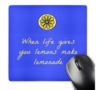 3dRose mp_172429_1 8" x 8" When Life Gives You Lemons Make Lemonade Blue Yellow Mouse Pad