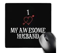 3dRose mp_172483_1 8" x 8" I Love My Awesome Husband Red Heart Black Background Mouse Pad