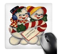 3dRose mp_172805_1 8" x 8" Snowman and Snowwoman Caroling with a Large Candy Cane Greeting Mouse Pad