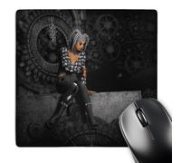 3dRose mp_172936_1 8" x 8" A Sad Gothic Harlequin Sits on a Clock It is 5 Minutes Before 12 Mouse Pad