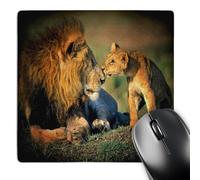3dRose mp_17303_1 8 x 8-Inch Lions Father and Son Mouse Pad