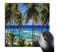 3dRose mp_173296_1 8" x 8" Tropical Day Scene with Swaying Palm Trees and Glimpses of Blue Ocean Mouse Pad
