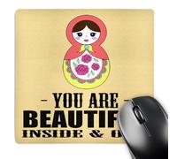 3dRose mp_173332_1 8" x 8" You are Beautiful Inside and Out Peach Mouse Pad